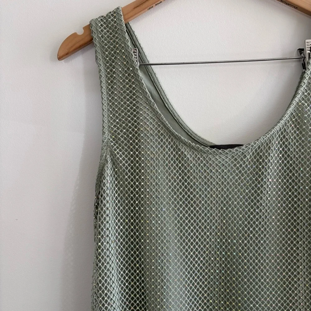 Anthropologie Sunday in Brooklyn Sage Mesh Rhinestone Tank Top - Picture 3 of 9